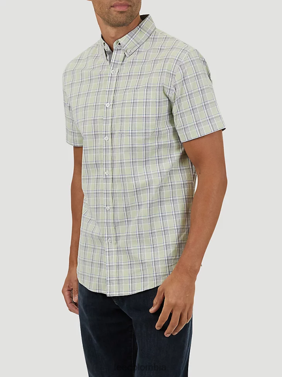 Lee hombres camisa de manga corta de popelina tejida a cuadros vichy neblina ropa Z6H6F909