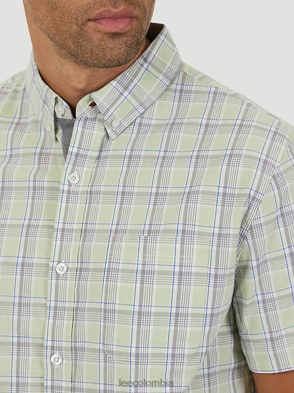 Lee hombres camisa de manga corta de popelina tejida a cuadros vichy neblina ropa Z6H6F909