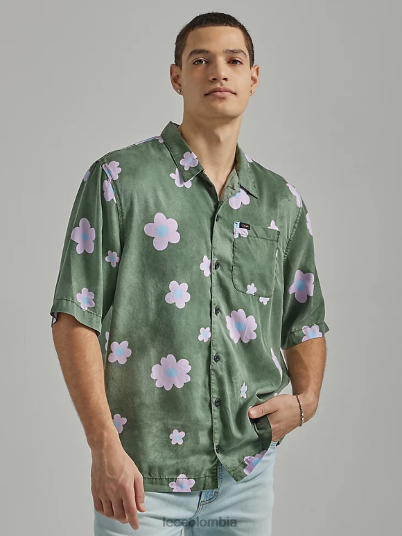 Lee hombres camisa floral extragrande fuerte verde floral ropa Z6H6F893