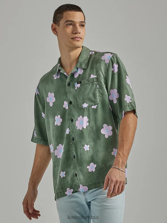 Lee hombres camisa floral extragrande fuerte verde floral ropa Z6H6F893