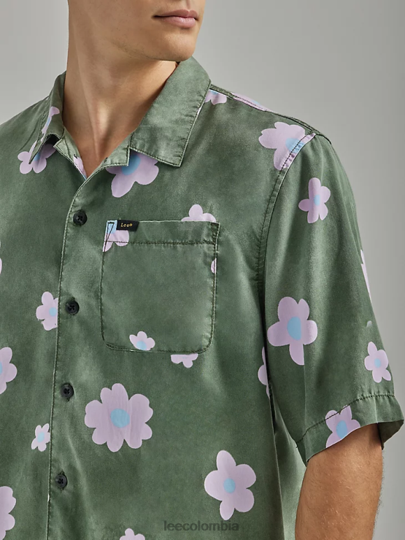 Lee hombres camisa floral extragrande fuerte verde floral ropa Z6H6F893