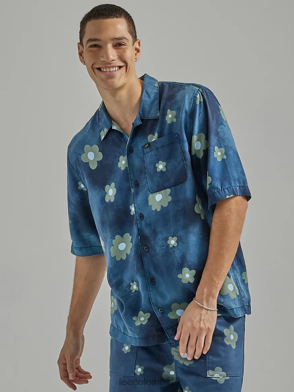 Lee hombres camisa resort oversize con estampado floral remache azul marino floral ropa Z6H6F894