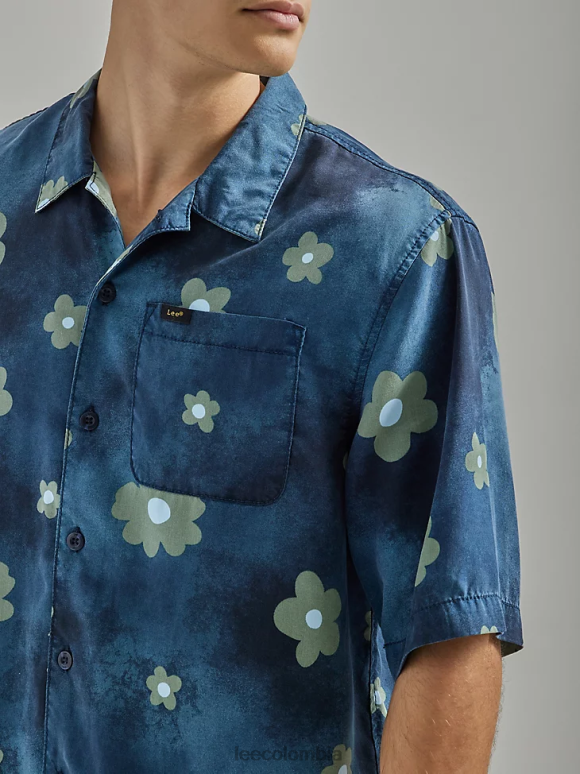 Lee hombres camisa resort oversize con estampado floral remache azul marino floral ropa Z6H6F894