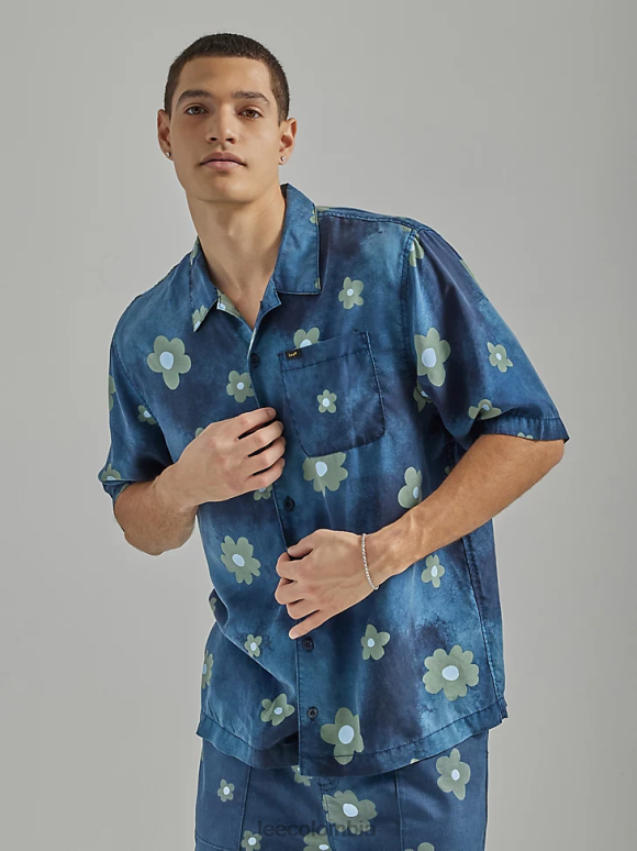 Lee hombres camisa resort oversize con estampado floral remache azul marino floral ropa Z6H6F894