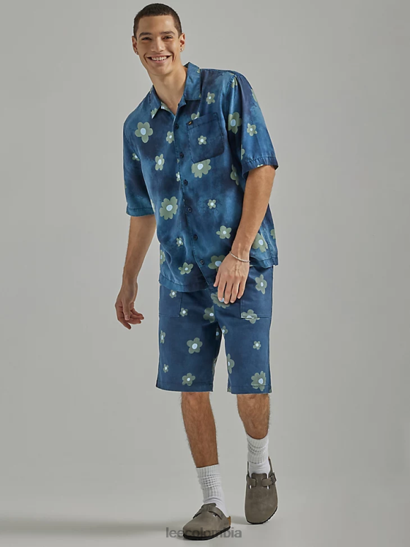 Lee hombres camisa resort oversize con estampado floral remache azul marino floral ropa Z6H6F894