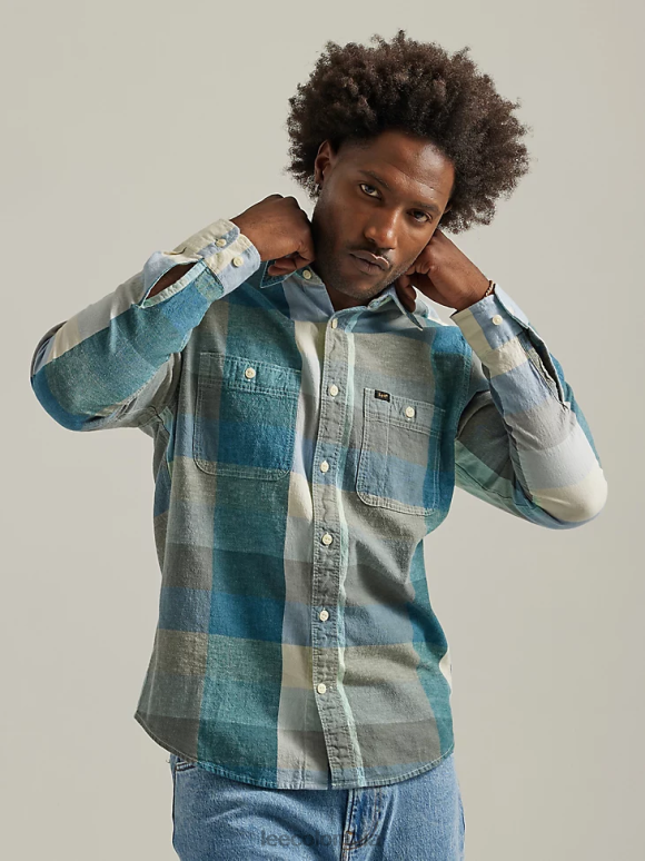 Lee hombres camisa trabajadora a cuadros de ajuste relajado crudo ropa Z6H6F910