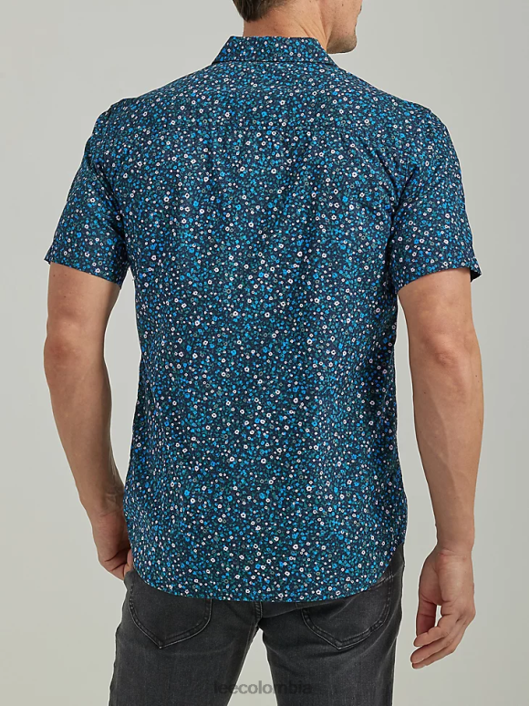 Lee hombres camisa trabajadora floral de manga corta Extreme Motion remache estampado floral azul marino ropa Z6H6F898