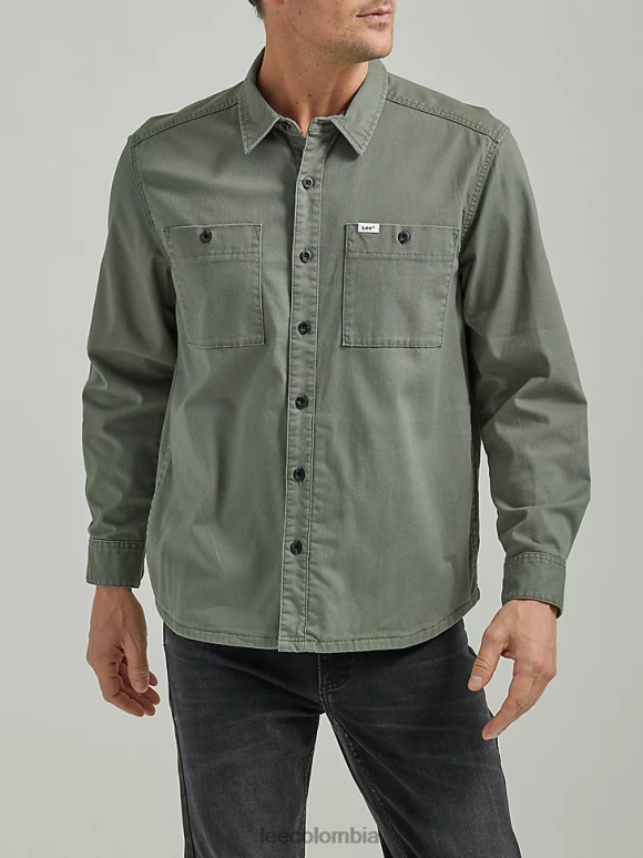 Lee hombres ropa de trabajo sobrecamisa lisa fuerte verde ropa Z6H6F922