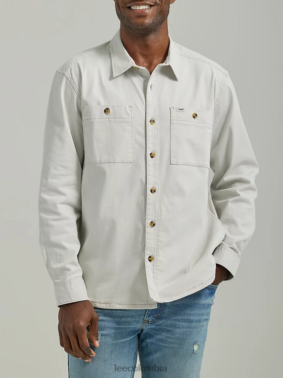 Lee hombres ropa de trabajo sobrecamisa lisa gris brumoso ropa Z6H6F923