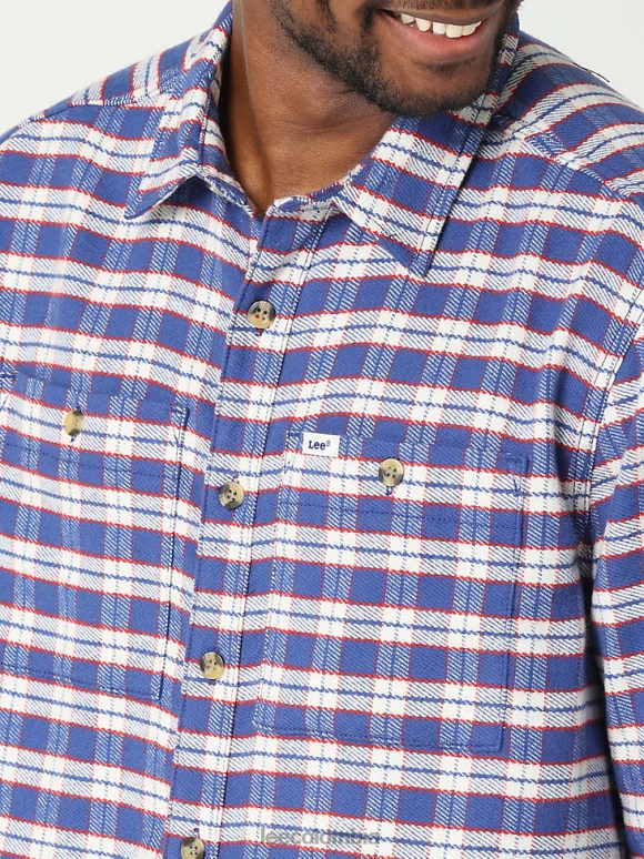 Lee hombres sobrecamisa a cuadros para trabajo himno a cuadros azul ropa Z6H6F928