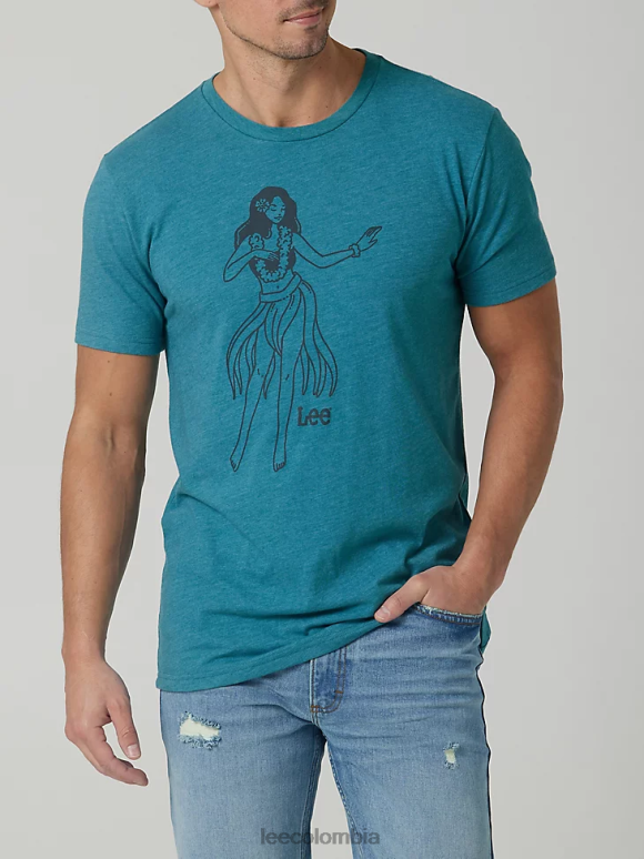 Lee hombres camiseta con estampado de hula brezo verde azulado ropa Z6H6F840