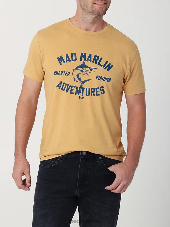 Lee hombres camiseta con estampado de marlin loco oro pálido ropa Z6H6F852