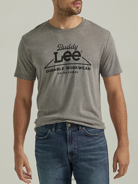 Lee hombres camiseta con estampado de ropa de trabajo duradera grafito ropa Z6H6F868