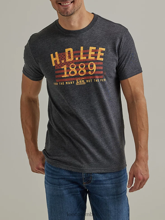 Lee hombres camiseta con gráfico de bandera de 1889 brezo negro azabache ropa Z6H6F892