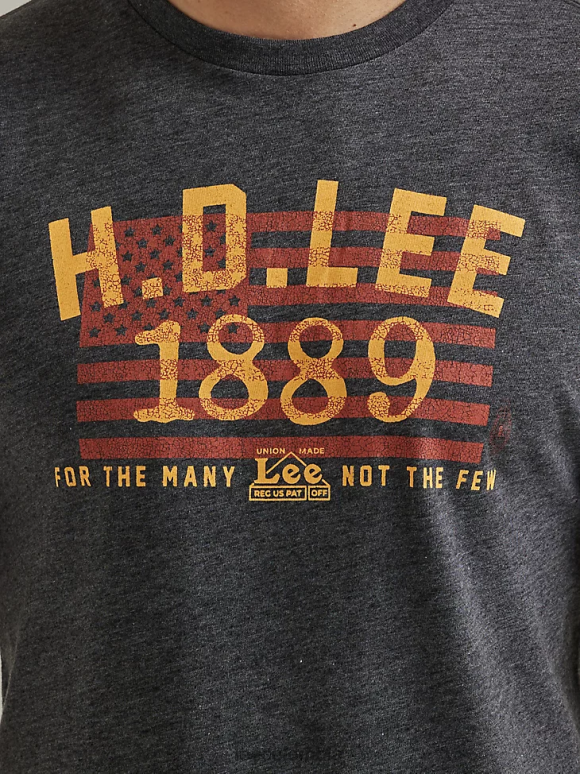 Lee hombres camiseta con gráfico de bandera de 1889 brezo negro azabache ropa Z6H6F892