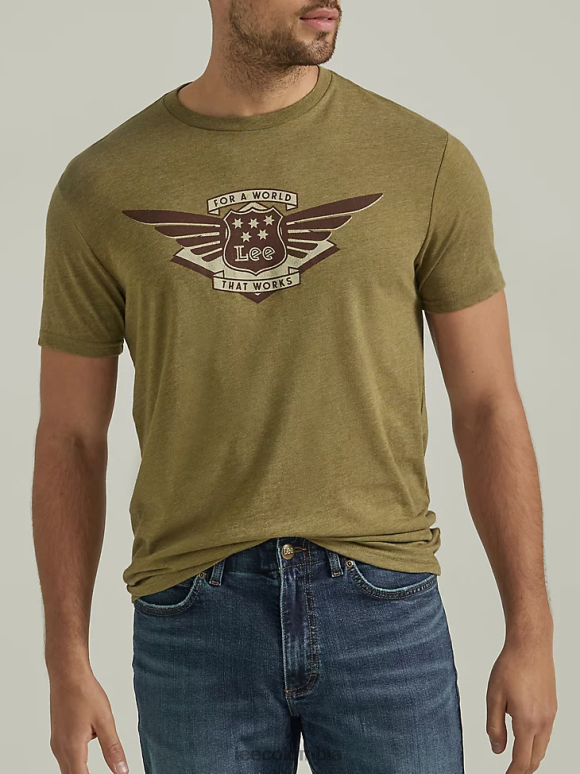 Lee hombres camiseta con gráfico de escudo alado capuleto oliva brezo ropa Z6H6F863
