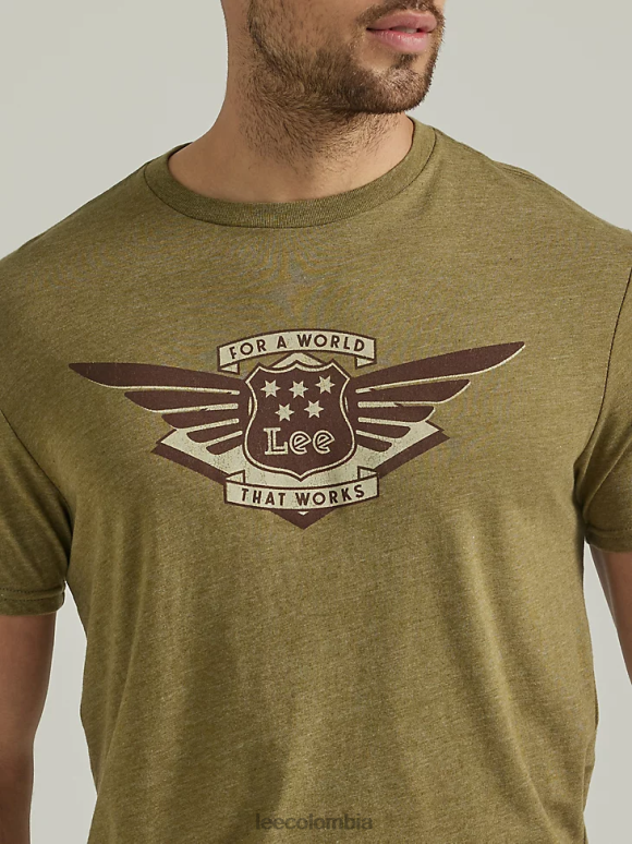 Lee hombres camiseta con gráfico de escudo alado capuleto oliva brezo ropa Z6H6F863