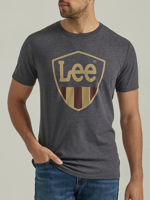 Lee hombres camiseta con gráfico de escudo negro azabache ropa Z6H6F879