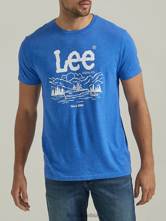 Lee hombres camiseta con gráfico de estilo de vida al aire libre hermoso azul ropa Z6H6F878