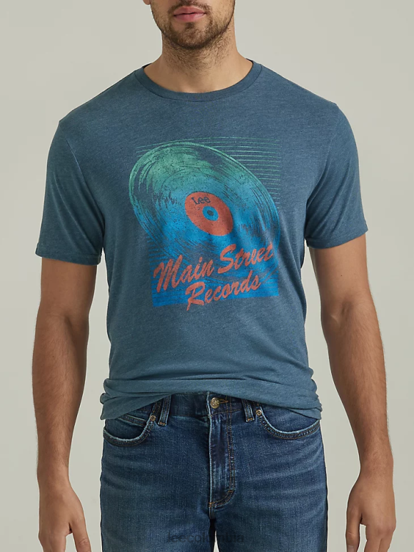 Lee hombres camiseta con gráfico de main street records azul marino de medianoche ropa Z6H6F881