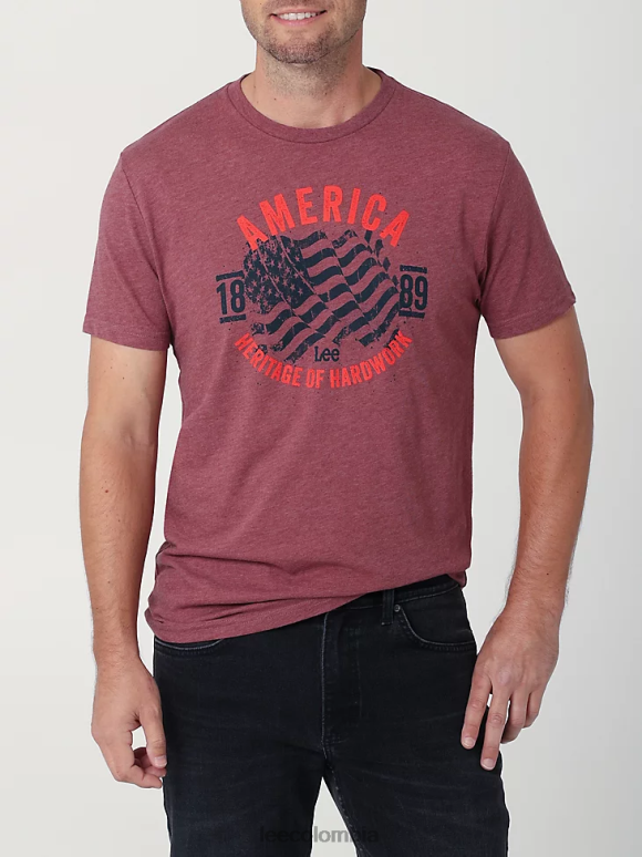 Lee hombres camiseta con gráfico de trabajo duro y herencia brezo burdeos ropa Z6H6F843