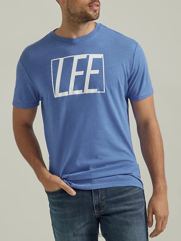 Lee hombres camiseta con logo en bloque azul real ropa Z6H6F851