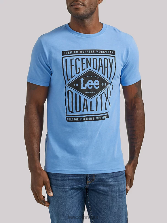 Lee hombres camiseta gráfica de calidad legendaria preparación azul ropa Z6H6F872