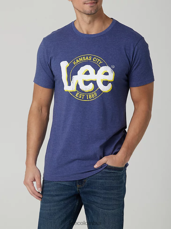 Lee hombres camiseta gráfica de la ciudad de kansas jaspeado de mezclilla ropa Z6H6F853