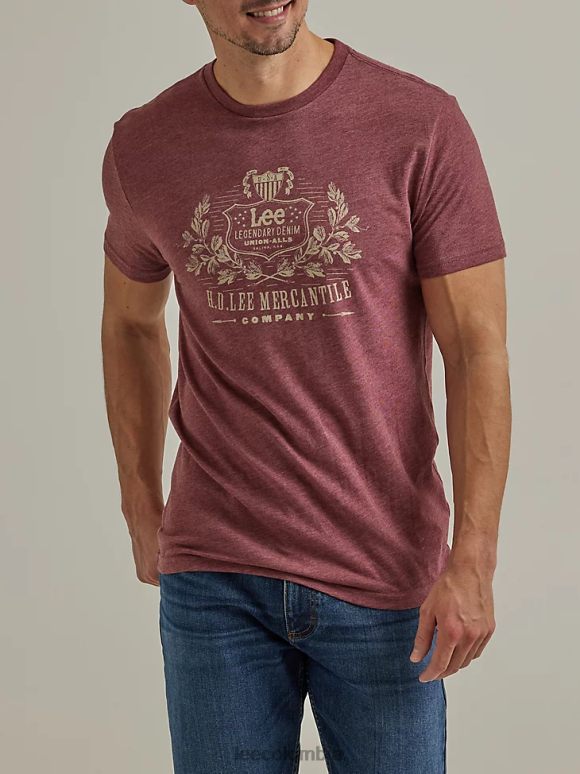 Lee hombres legendaria camiseta vaquera con gráfico brezo burdeos ropa Z6H6F859
