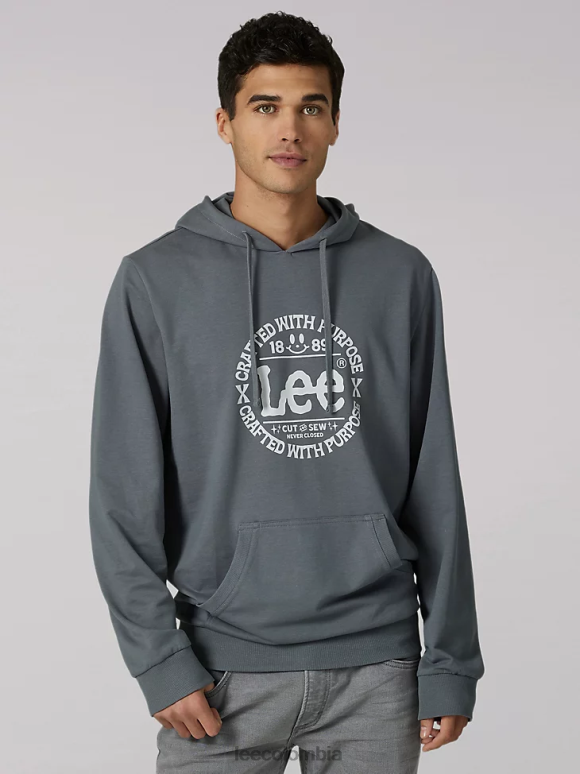 Lee hombres sudadera con capucha con gráfico tradicional confeccionado con un propósito gris carbón ropa Z6H6F956