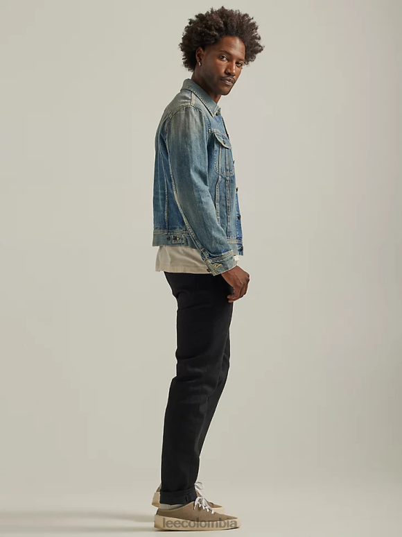 Lee hombres Vaqueros 101s de ajuste regular con bragueta de botones negro seco ropa Z6H6F698