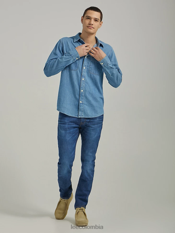 Lee hombres Vaqueros cónicos ajustados Luke de la colección europea Kansas desgastado oscuro ropa Z6H6F671