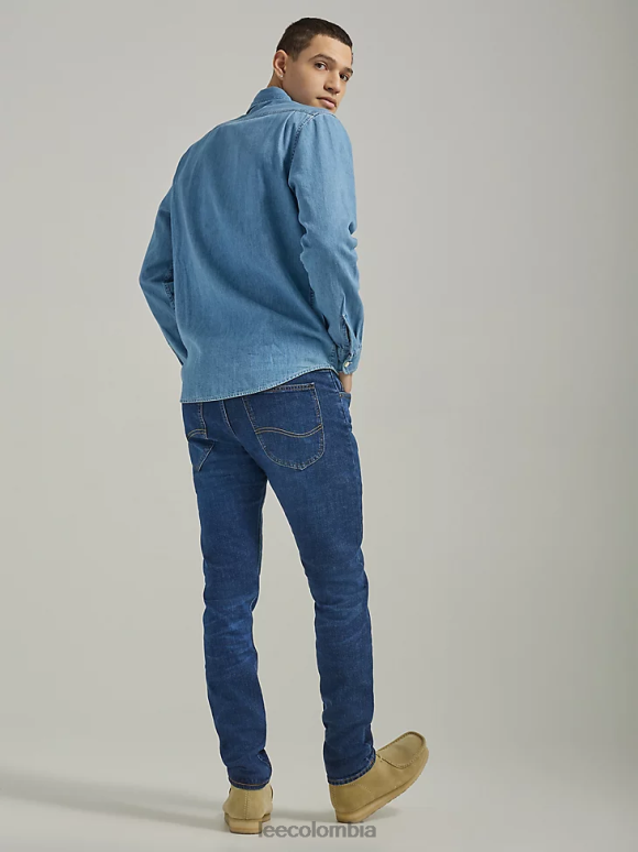 Lee hombres Vaqueros cónicos ajustados Luke de la colección europea Kansas desgastado oscuro ropa Z6H6F671