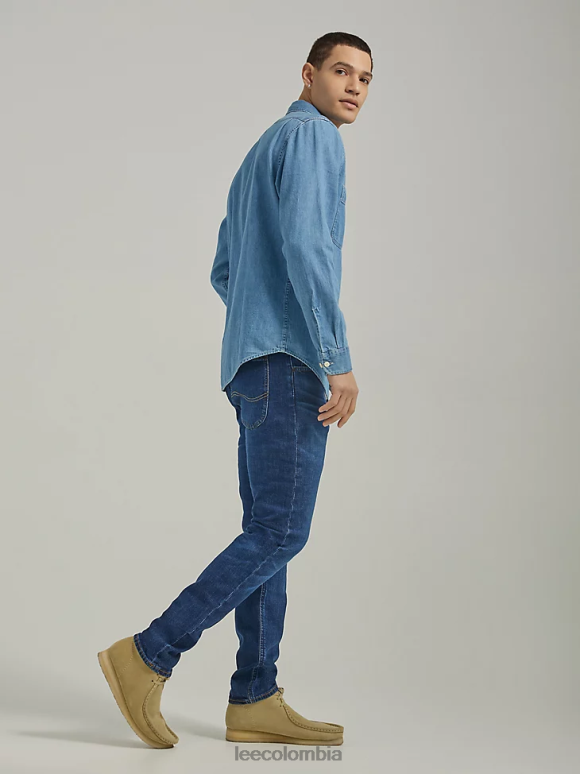 Lee hombres Vaqueros cónicos ajustados Luke de la colección europea Kansas desgastado oscuro ropa Z6H6F671