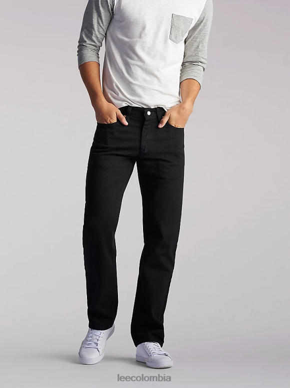 Lee hombres Jean de corte regular y pierna recta (grandes y altos) doble negro ropa Z6H6F577