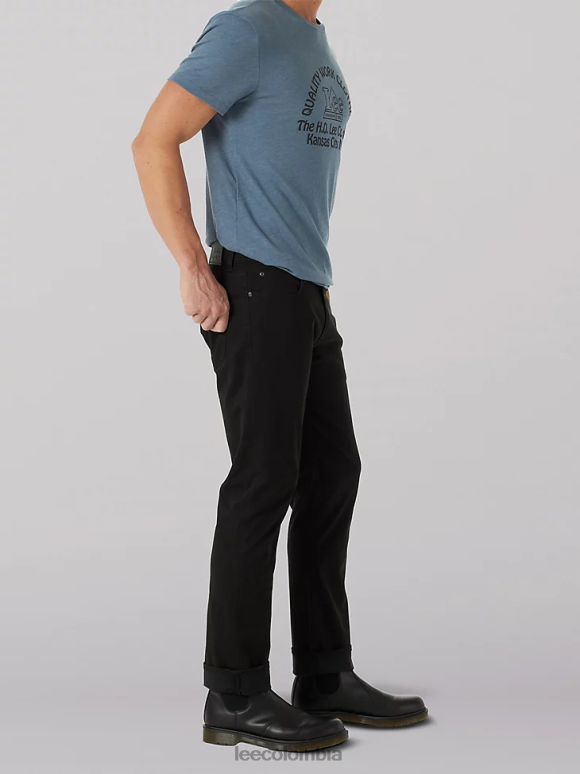 Lee hombres Vaqueros de sarga de ajuste recto súper suaves de movimiento extremo unión-todo negro ropa Z6H6F642