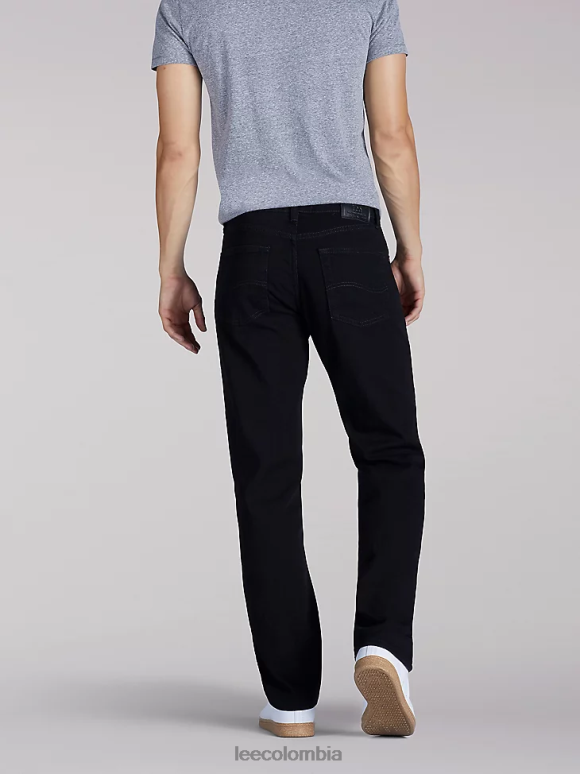 Lee hombres jeans rectos regulares selectos premium doble negro ropa Z6H6F629