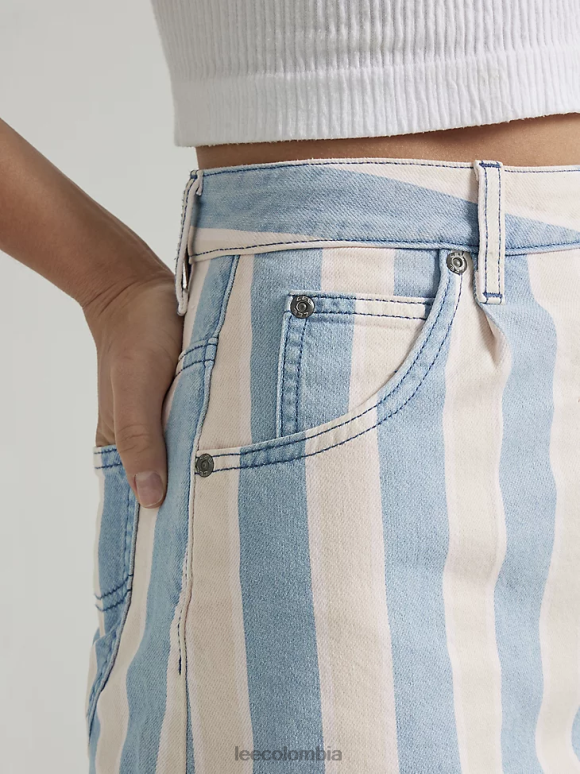 Lee mujer shorts de mezclilla plisados ​​de tiro alto a rayas raya media ropa Z6H6F332