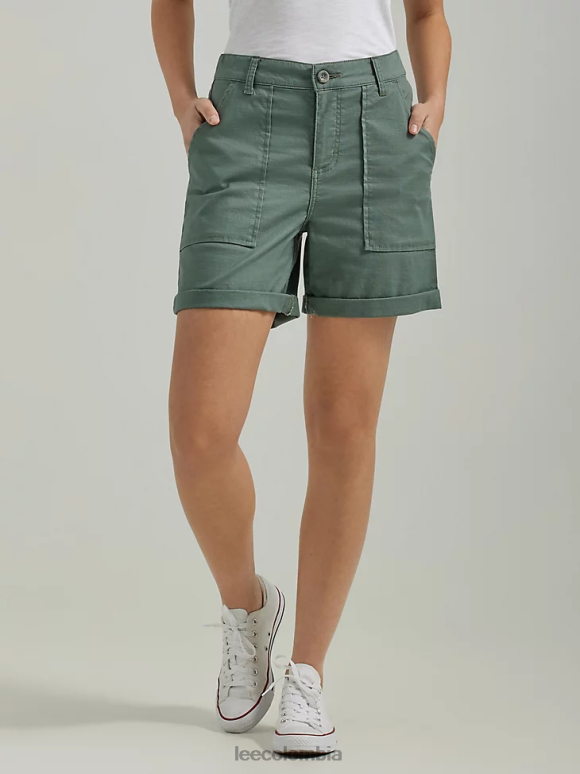 Lee mujer legendario rodado corto fuerte verde ropa Z6H6F274