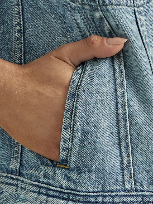 Lee mujer chaleco de mezclilla azul esmerilado ropa Z6H6F408