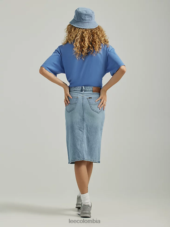 Lee mujer falda midi de mezclilla dividida azul esmerilado ropa Z6H6F418