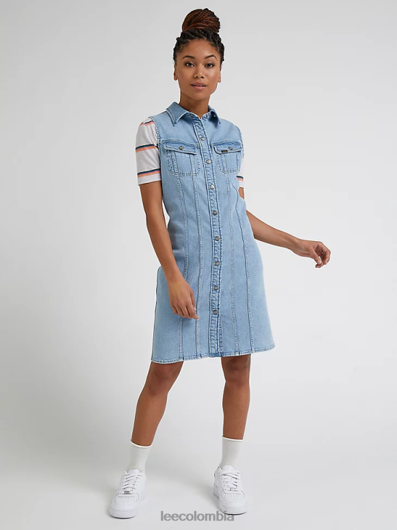 Lee mujer vestido camisero jinete azul esmerilado ropa Z6H6F417