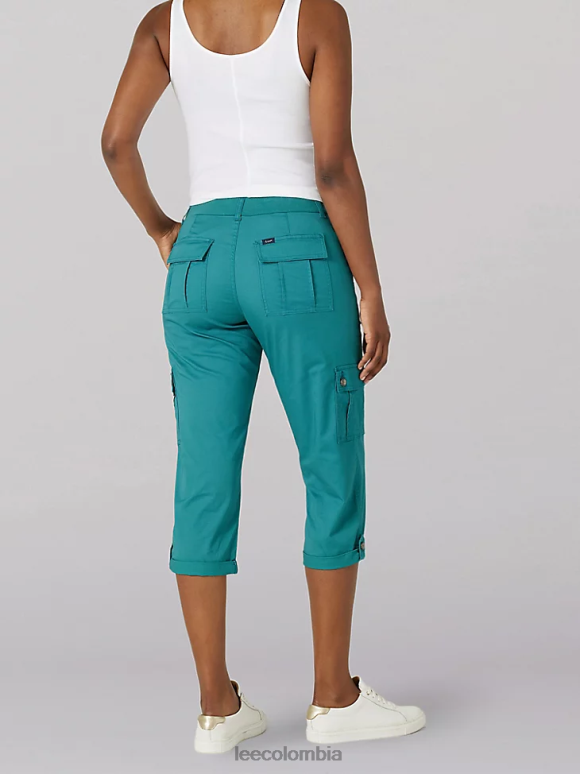 Lee mujer ultra lux con capri cargo relajado y flexible verde azulado a mitad de camino ropa Z6H6F437