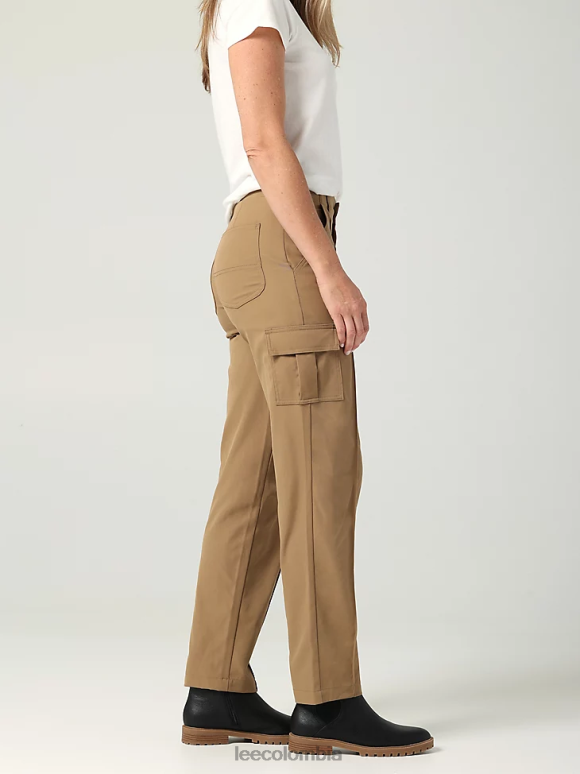 Lee mujer Pantalón cargo de pierna recta ultra lujoso con costuras flexibles para llevar caqui oscuro ropa Z6H6F232