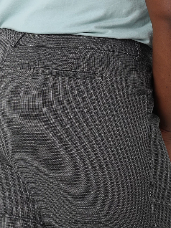 Lee mujer Pantalón de pierna recta y corte relajado sin arrugas (más) cuadros rockhill en blanco y negro ropa Z6H6F203