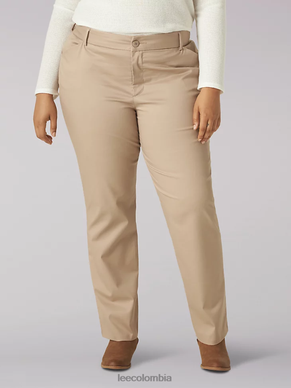 Lee mujer Pantalón de pierna recta y corte relajado sin arrugas (más) linaza ropa Z6H6F199