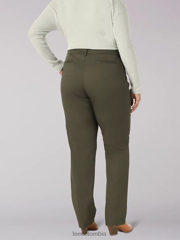 Lee mujer Pantalón de pierna recta y corte relajado sin arrugas (más) oliva frontera ropa Z6H6F200