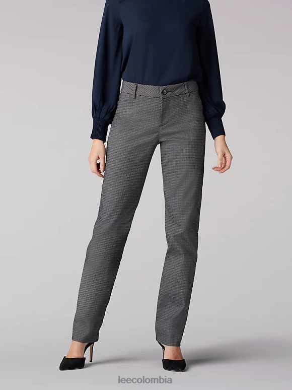 Lee mujer Pantalón de pierna recta y corte relajado sin arrugas (pequeño) cuadros rockhill blanco negro ropa Z6H6F217