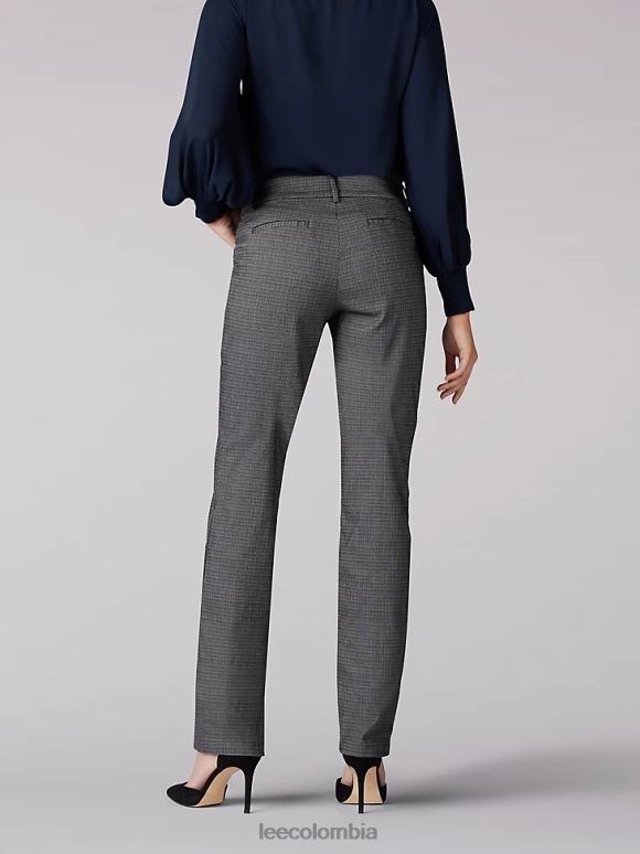 Lee mujer Pantalón de pierna recta y corte relajado sin arrugas (pequeño) cuadros rockhill blanco negro ropa Z6H6F217