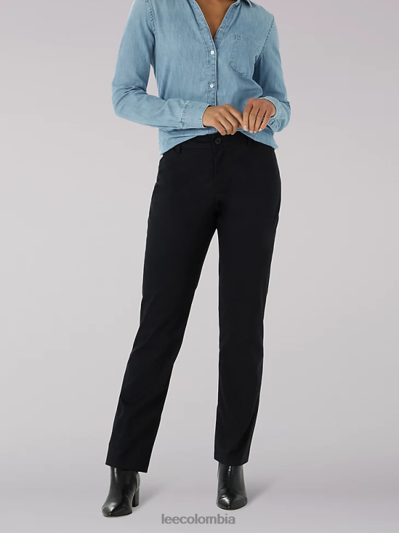 Lee mujer Pantalón de pierna recta y corte relajado sin arrugas (pequeño) negro ropa Z6H6F216